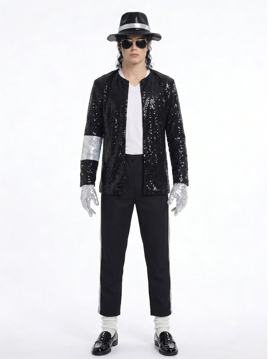 Men's Michael Jackson Sequin Performance Set with Hat - Costume Inspire