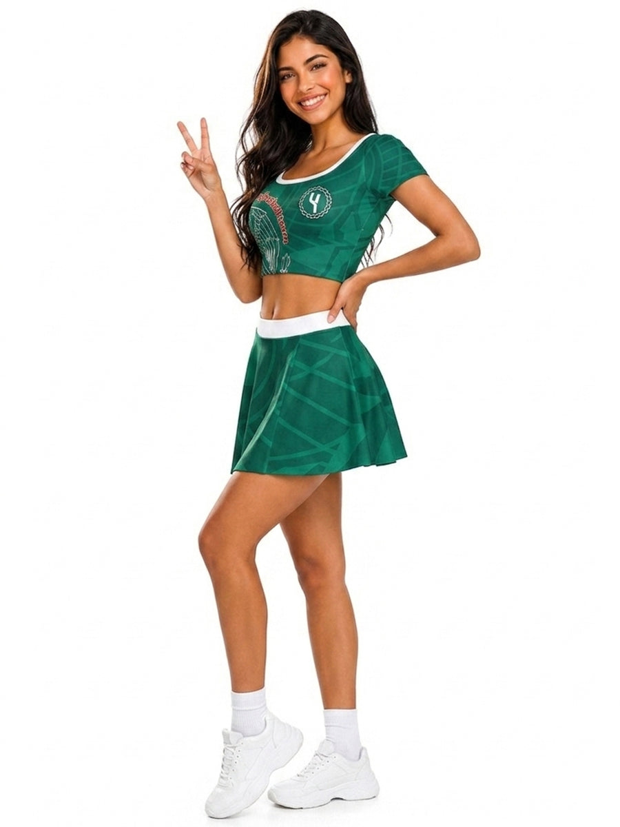 Mexican Soccer Fan Cheerleader Costume for Women