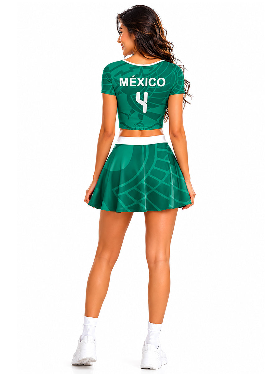 Mexican Soccer Fan Cheerleader Costume for Women