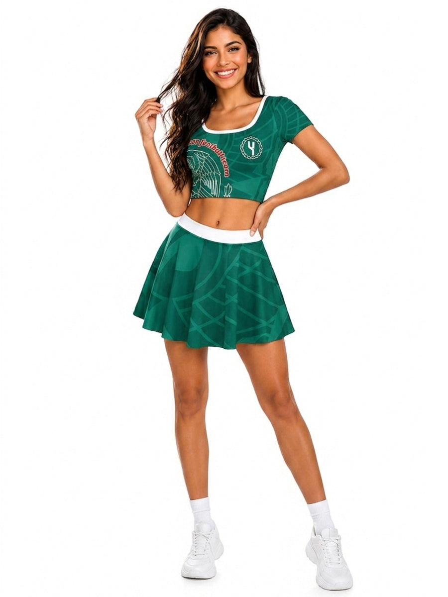 Mexican Soccer Fan Cheerleader Costume for Women