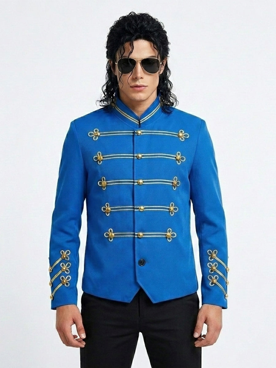 MJ Blue Military Jacket with Gold Braiding by Costume Inspire