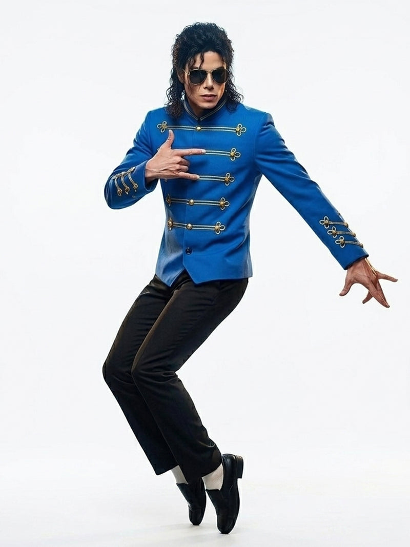 MJ Blue Military Jacket with Gold Braiding by Costume Inspire