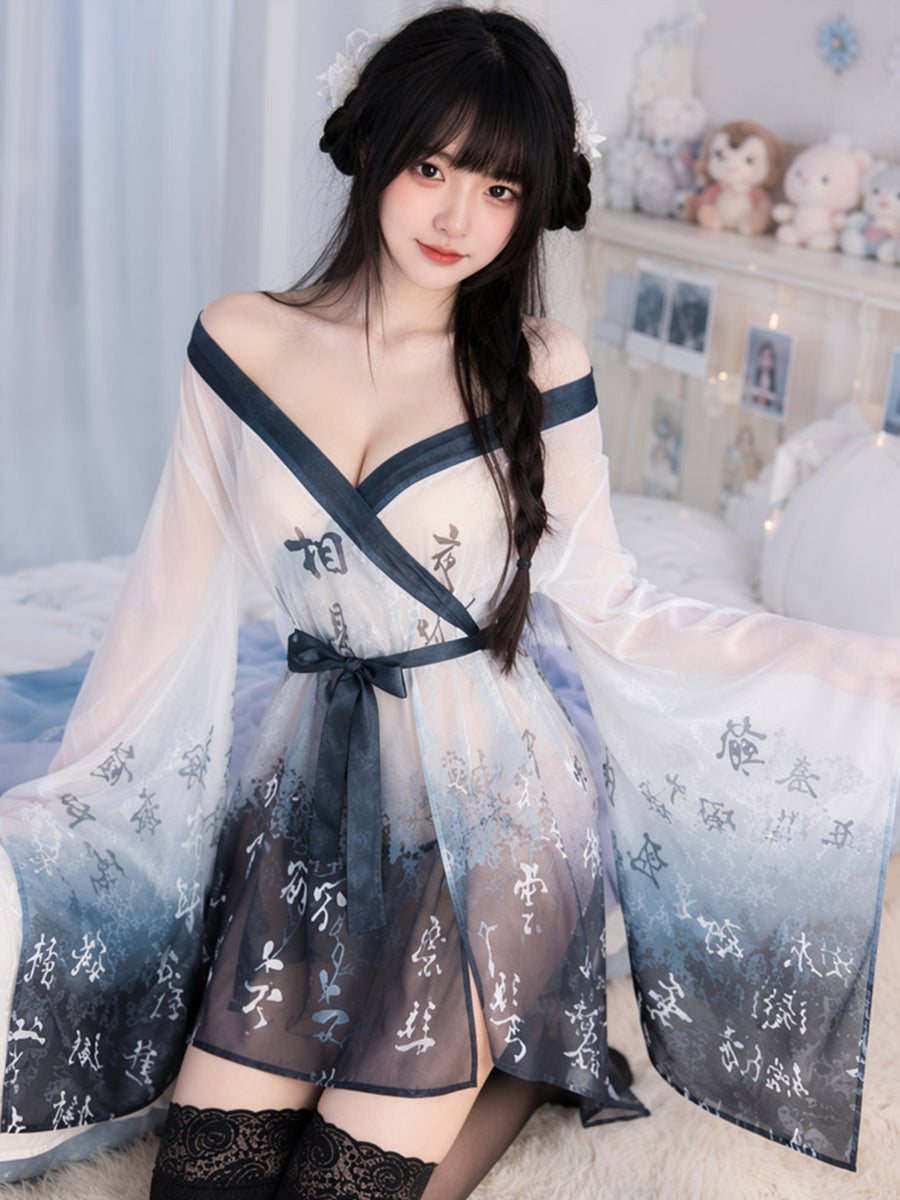 Sexy Chinese Kimono Robe Lingerie Set - Costume Inspire