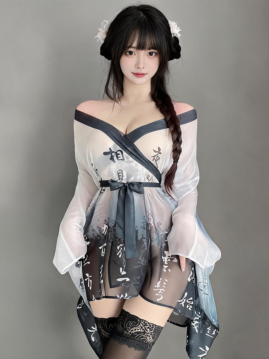 Sexy Chinese Kimono Robe Lingerie Set - Costume Inspire