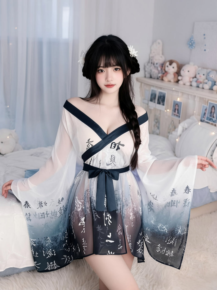 Sexy Chinese Kimono Robe Lingerie Set - Costume Inspire