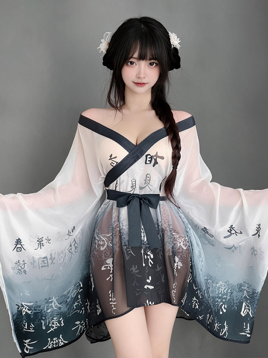 Sexy Chinese Kimono Robe Lingerie Set - Costume Inspire