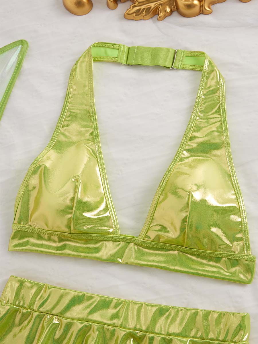 Metallic Green Forest Fairy Costume Set with Wings - Costume Inspire