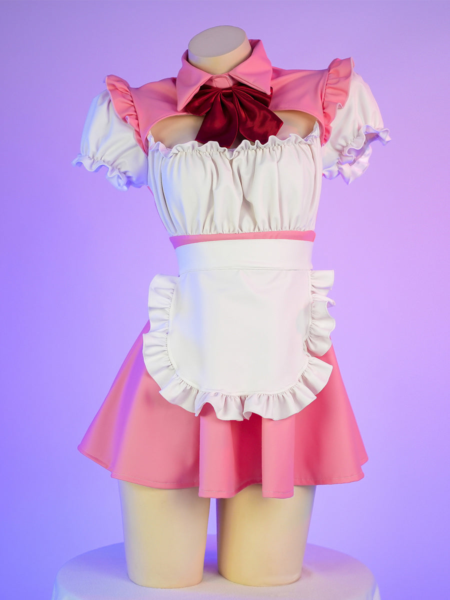 pink french maid dress French Sissy maid Girl Pink Satin lockable dress cosplay costumes Tailor-made