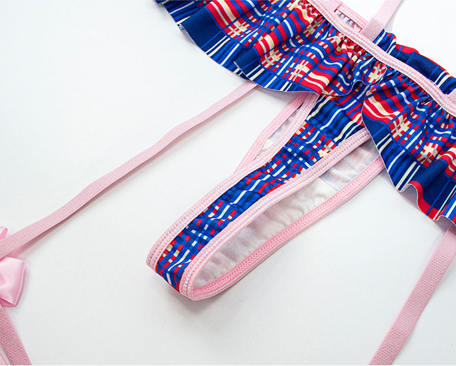 Sexy Pink Plaid Schoolgirl Lingerie Bodysuit - Costume Inspire