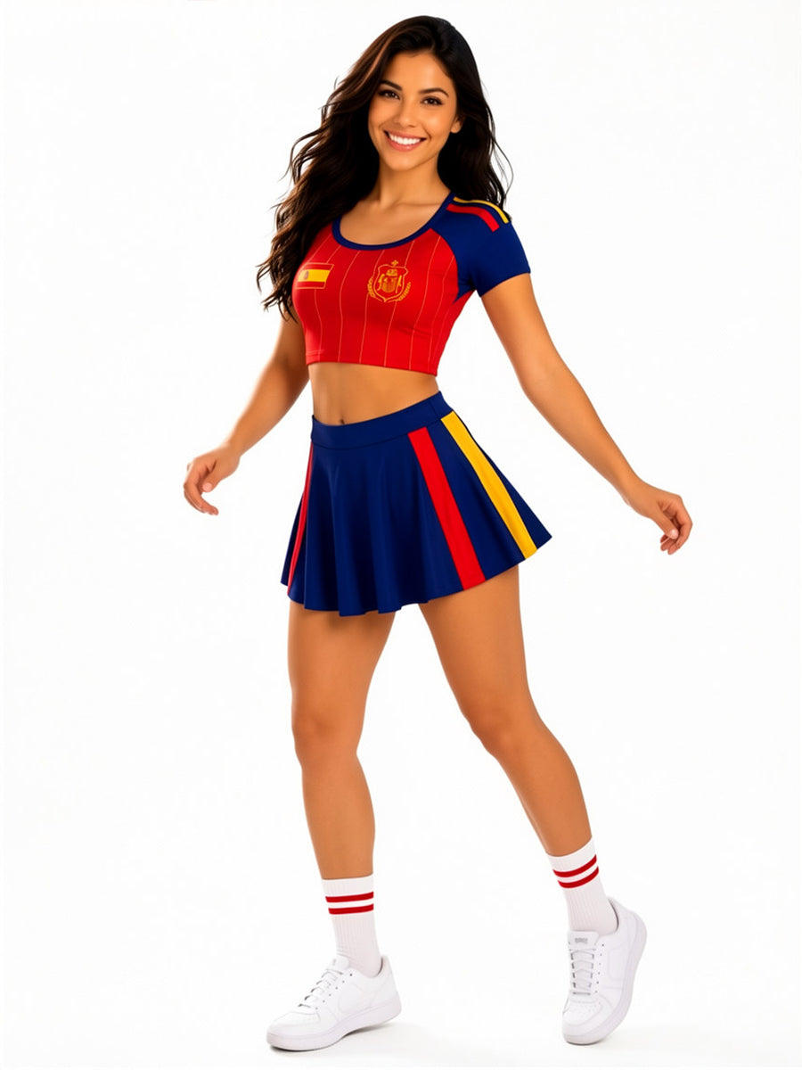 Spain Soccer Cheerleader Costume for Women - Costume Inspire