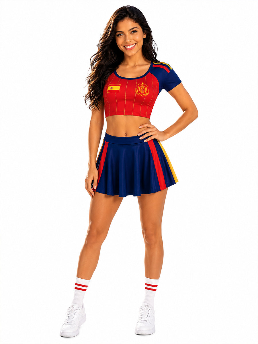 Spain Soccer Cheerleader Costume for Women - Costume Inspire