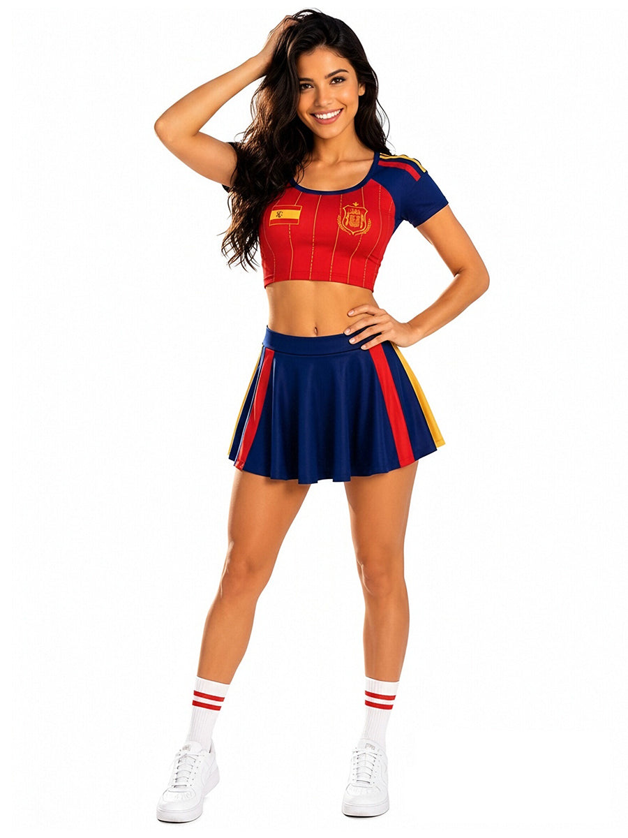 Spain Soccer Cheerleader Costume for Women - Costume Inspire