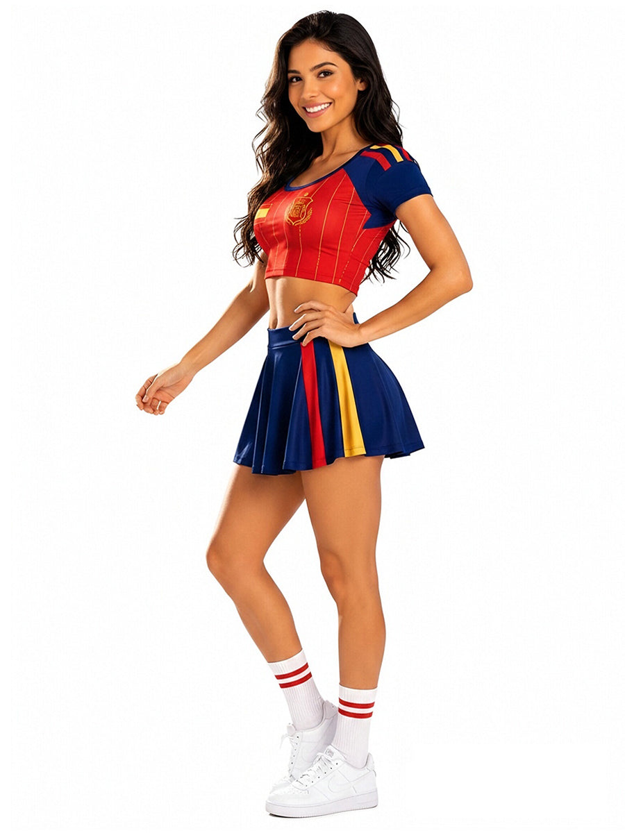 Spain Soccer Cheerleader Costume for Women - Costume Inspire