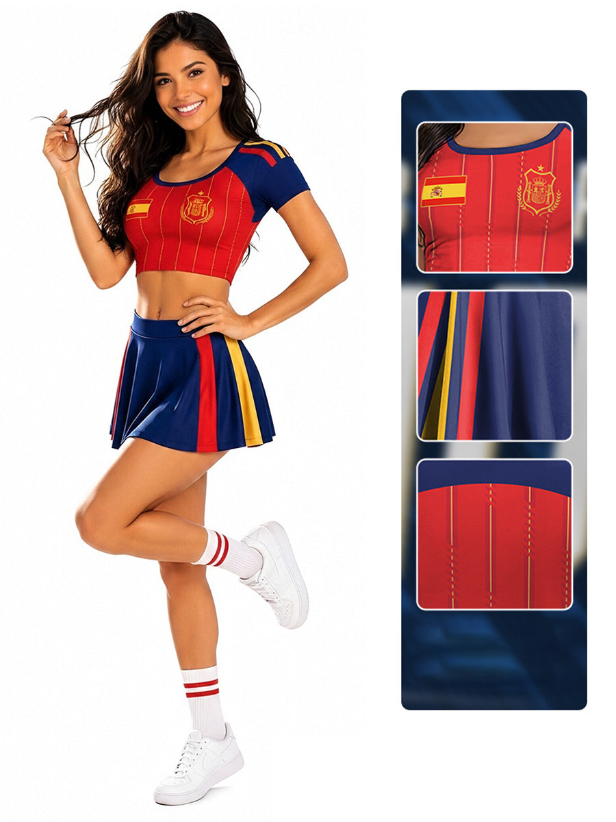 Spain Soccer Cheerleader Costume for Women - Costume Inspire