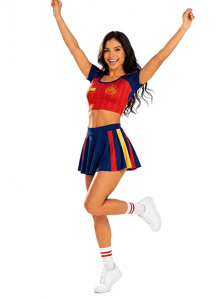 Spain Soccer Cheerleader Costume for Women - Costume Inspire