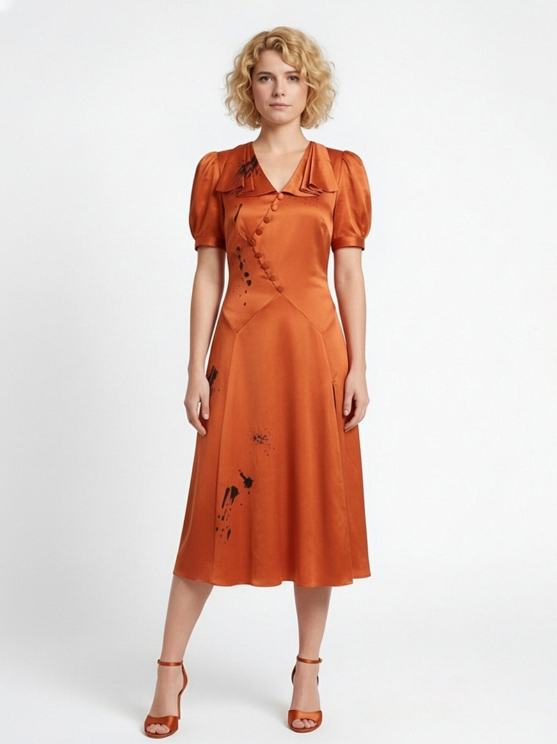 The Bride Jessie Buckley Orange Satin Dress for Adults