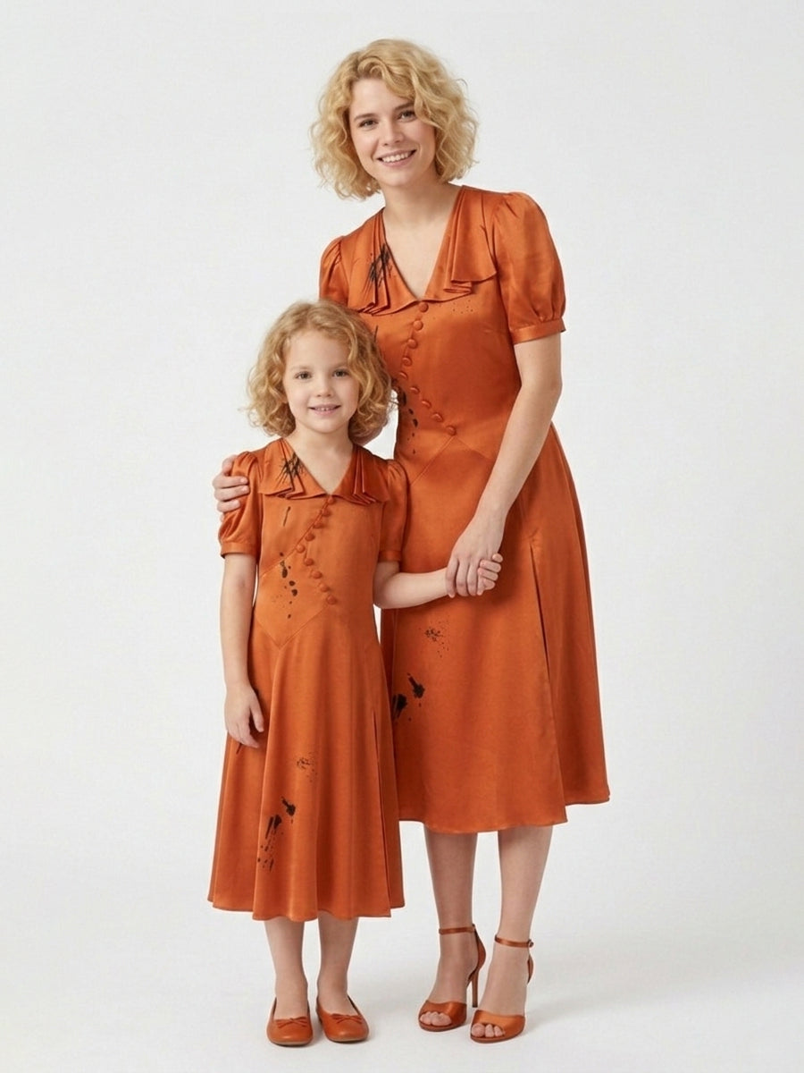 The Bride Jessie Buckley Orange Satin Dress for Kids & Adults