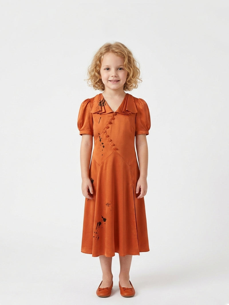 The Bride Jessie Buckley Orange Satin Dress for Kids