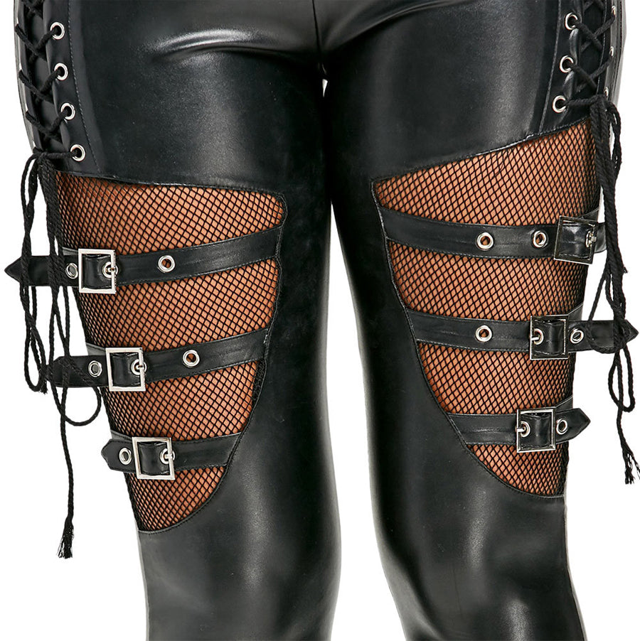 Women's Lace-up Leather Pants - Costume Inspire