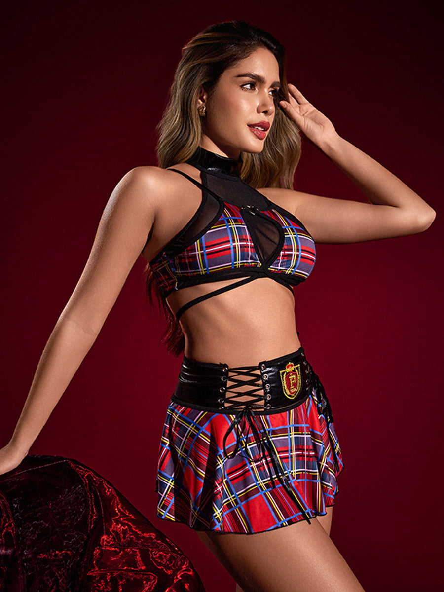 Women's Plaid School Girl Cosplay Costume Set - Costume Inspire